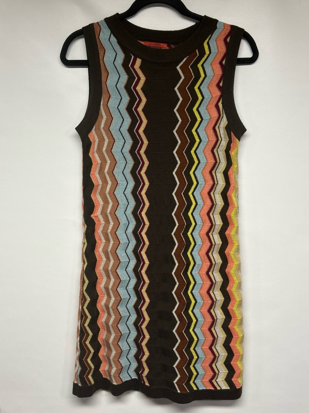 Missoni for Target Sleeveless Zigzag Knit Mini Dress in Brown and Multicolor